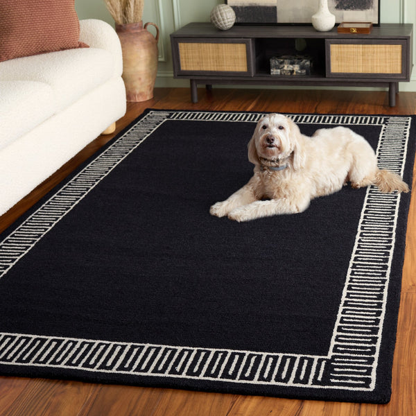 Safavieh Metro Round Charcoal & Ivory Hand‑Tufted Wool-Cotton Rug — Low Pile, Textured Modern Classic, 72" 6'-0" x 6'-0" MET465H-6R