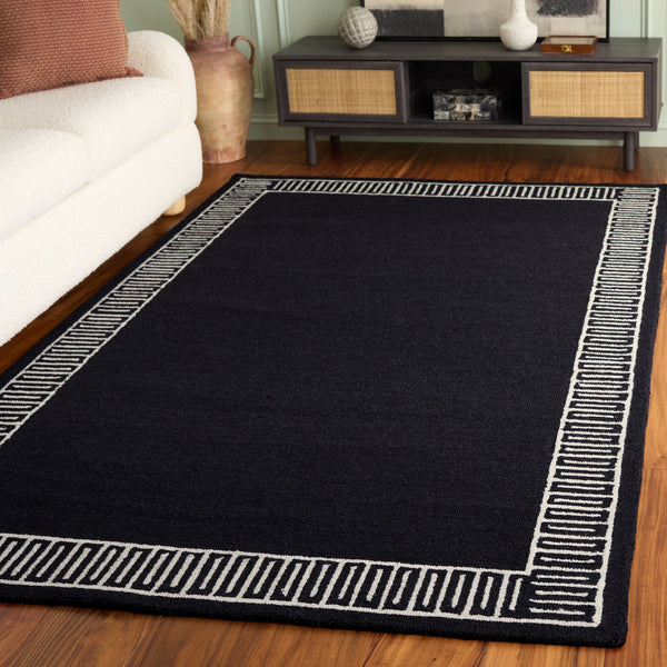 Safavieh Metro Round Charcoal & Ivory Hand‑Tufted Wool-Cotton Rug — Low Pile, Textured Modern Classic, 72" 6'-0" x 6'-0" MET465H-6R