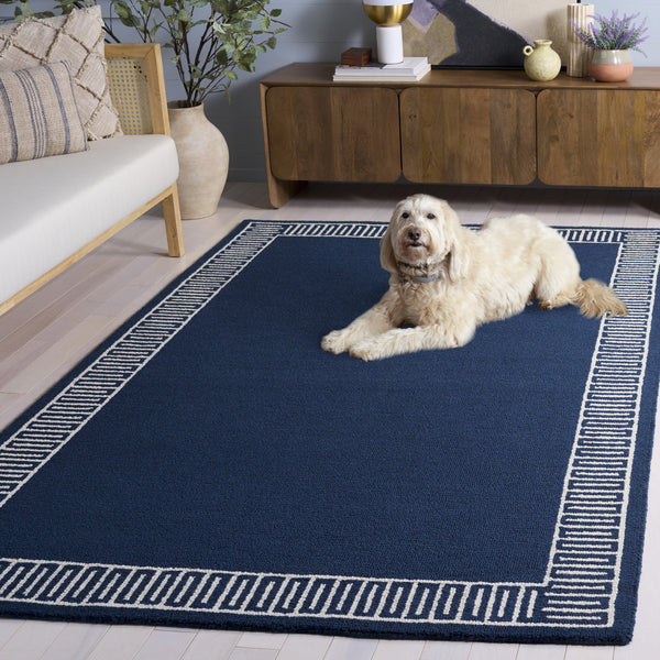 Safavieh Metro Hand-Tufted Wool Rug In Blue And Ivory, Low-Profile 1/4" Pile, Durable Cotton Backing, Modern Appeal 6'-0" x 9'-0" MET465M-6