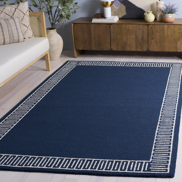 Safavieh Metro Hand-Tufted Wool Rug In Blue And Ivory, Low-Profile 1/4" Pile, Durable Cotton Backing, Modern Appeal 6'-0" x 9'-0" MET465M-6