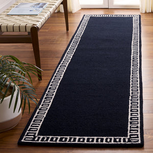 Safavieh Metro Hand-Tufted Navy And Ivory Rug — Low-Profile Wool-Cotton Blend, Durable Contemporary Accent 4'-0" x 6'-0" MET465N-4