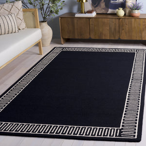 Safavieh Metro Hand-Tufted Navy And Ivory Rug — Low-Profile Wool-Cotton Blend, Durable Contemporary Accent 4'-0" x 6'-0" MET465N-4