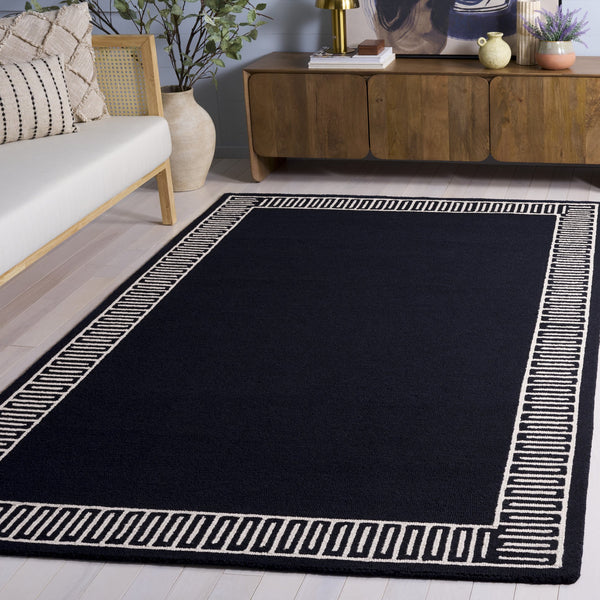 Safavieh Metro Hand-Tufted Navy And Ivory Rug — Low-Profile Wool-Cotton Blend, Durable Contemporary Accent 4'-0" x 6'-0" MET465N-4