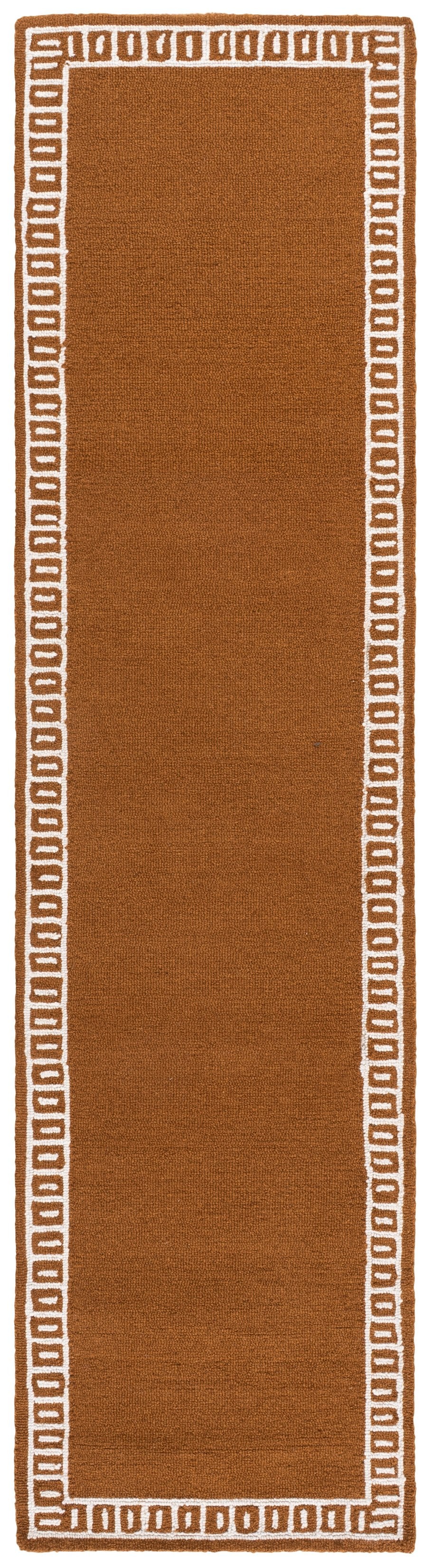 Safavieh Metro Hand-Tufted Rust And Ivory Square Area Rug — Wool-Cotton Blend, Low-Profile Modern Accent 6'-0" x 6'-0" MET465P-6SQ