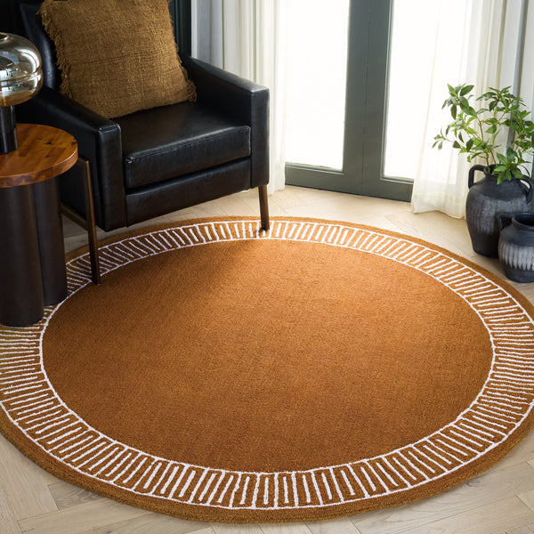 Safavieh Metro Hand-Tufted Rust And Ivory Area Rug — Wool-Cotton Blend, Low-Profile Pile, Warm Modern Style 4'-0" x 6'-0" MET465P-4