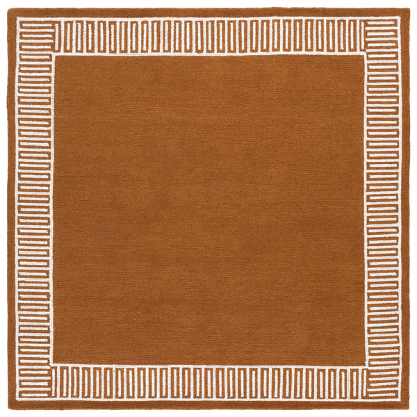 Safavieh Metro Hand-Tufted Rust And Ivory Area Rug — Wool-Cotton Blend, Low-Profile Pile, Warm Modern Style 4'-0" x 6'-0" MET465P-4