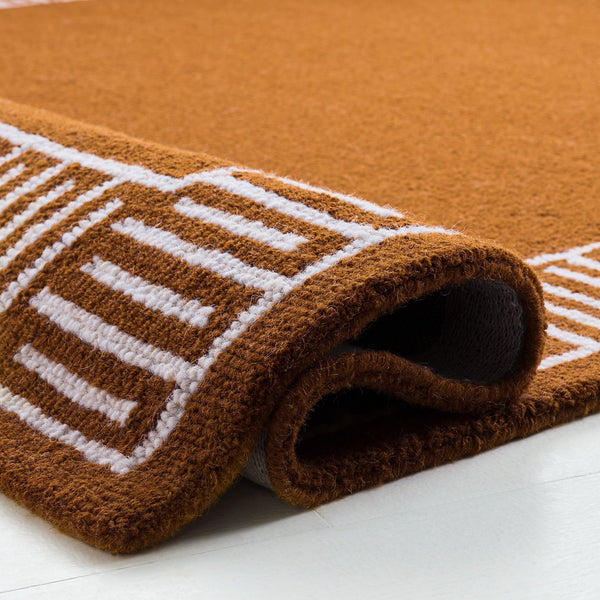 Safavieh Metro Hand-Tufted Rust And Ivory Area Rug — Wool-Cotton Blend, Low-Profile Pile, Warm Modern Style 4'-0" x 6'-0" MET465P-4