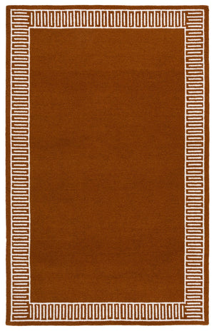 Safavieh Metro Hand-Tufted Rust And Ivory Area Rug — Wool-Cotton Blend, Low-Profile Pile, Warm Modern Style 4'-0" x 6'-0" MET465P-4