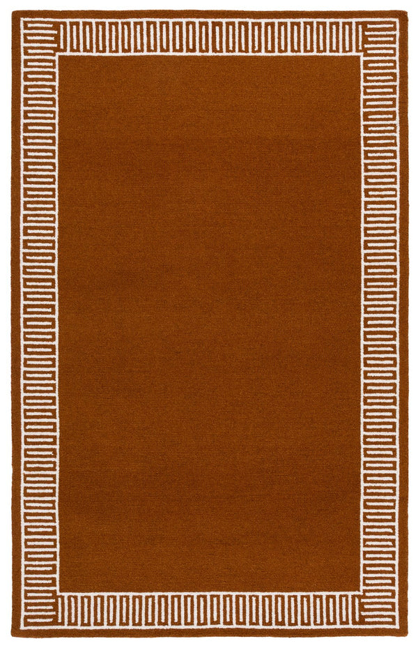 Safavieh Metro Hand-Tufted Rust And Ivory Area Rug — Wool-Cotton Blend, Low-Profile Pile, Warm Modern Style 4'-0" x 6'-0" MET465P-4