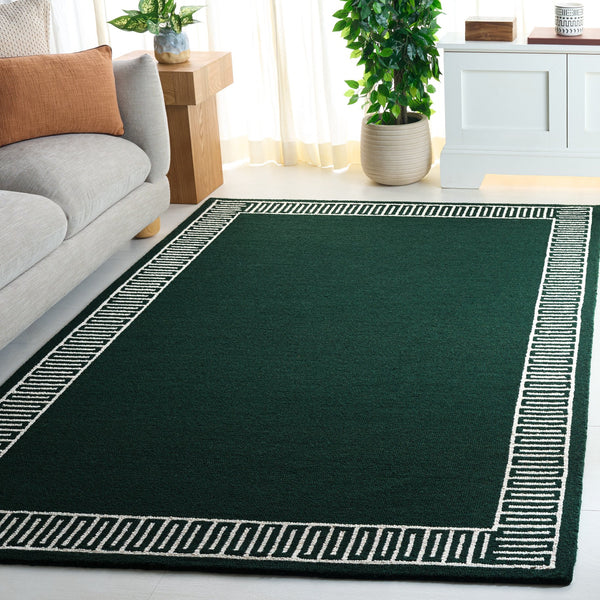 Safavieh Metro Hand-Tufted Green Ivory Area Rug, Wool-Cotton Blend, Low-Profile 1/4" Pile, Durable Artisan Craftsmanship 6'-0" x 6'-0" MET465Y-6SQ
