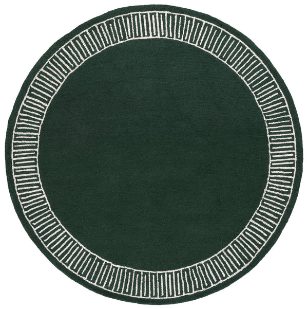 Safavieh Metro Hand-Tufted Green And Ivory Round Rug — Wool-Cotton Blend, Low-Profile Designer Accent Piece 6'-0" x 6'-0" MET465Y-6R