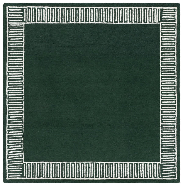 Safavieh Metro Hand-Tufted Green And Ivory Round Rug — Wool-Cotton Blend, Low-Profile Designer Accent Piece 6'-0" x 6'-0" MET465Y-6R