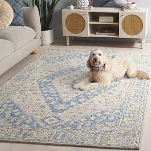 Safavieh Metro Hand-tufted Runner Area Rug: Elegant Design For Hallways, Kitchens, And Entryways Blue ,Ivory 80% Wool 20% Cotton Met474m-6r