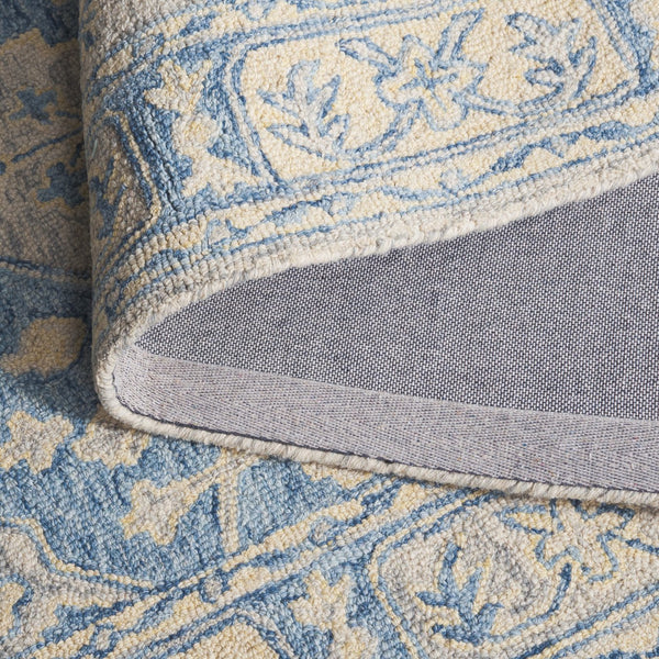 Safavieh Metro Handtufted Area Rug In Medium Rectangle - Luxurious Wool & Cotton Blend For Timeless Elegance Blue ,Ivory 80% Wool 20% Cotton Met474m-5