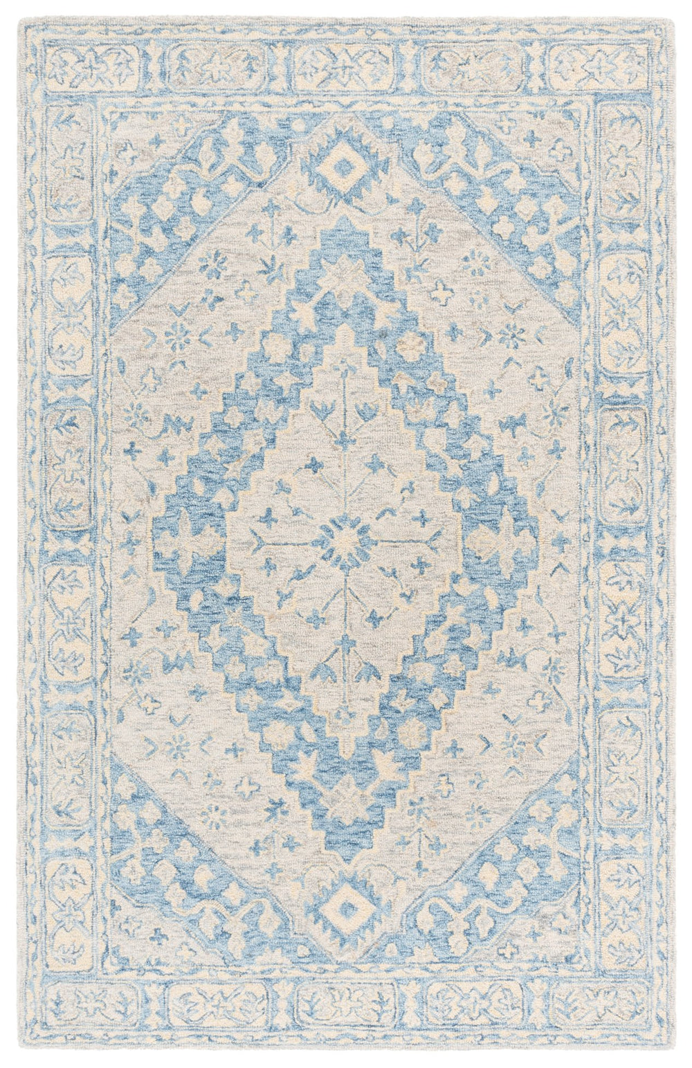 Safavieh Metro Handtufted Area Rug In Medium Rectangle - Luxurious Wool & Cotton Blend For Timeless Elegance Blue ,Ivory 80% Wool 20% Cotton Met474m-5