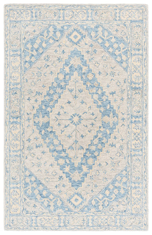 Safavieh Metro Handtufted Area Rug In Medium Rectangle - Luxurious Wool & Cotton Blend For Timeless Elegance Blue ,Ivory 80% Wool 20% Cotton Met474m-5