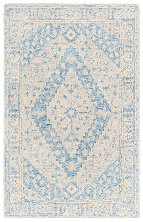 Safavieh Metro Handtufted Area Rug In Medium Rectangle - Luxurious Wool & Cotton Blend For Timeless Elegance Blue ,Ivory 80% Wool 20% Cotton Met474m-5