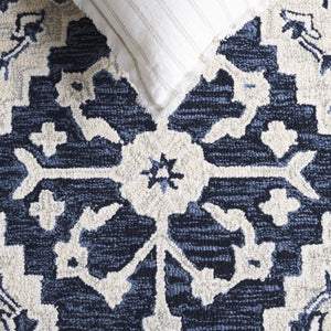 Safavieh Metro Handtufted Area Rug In Medium Rectangle - Luxurious Wool & Cotton Blend For Timeless Elegance Navy ,Ivory 80% Wool 20% Cotton Met474n-5