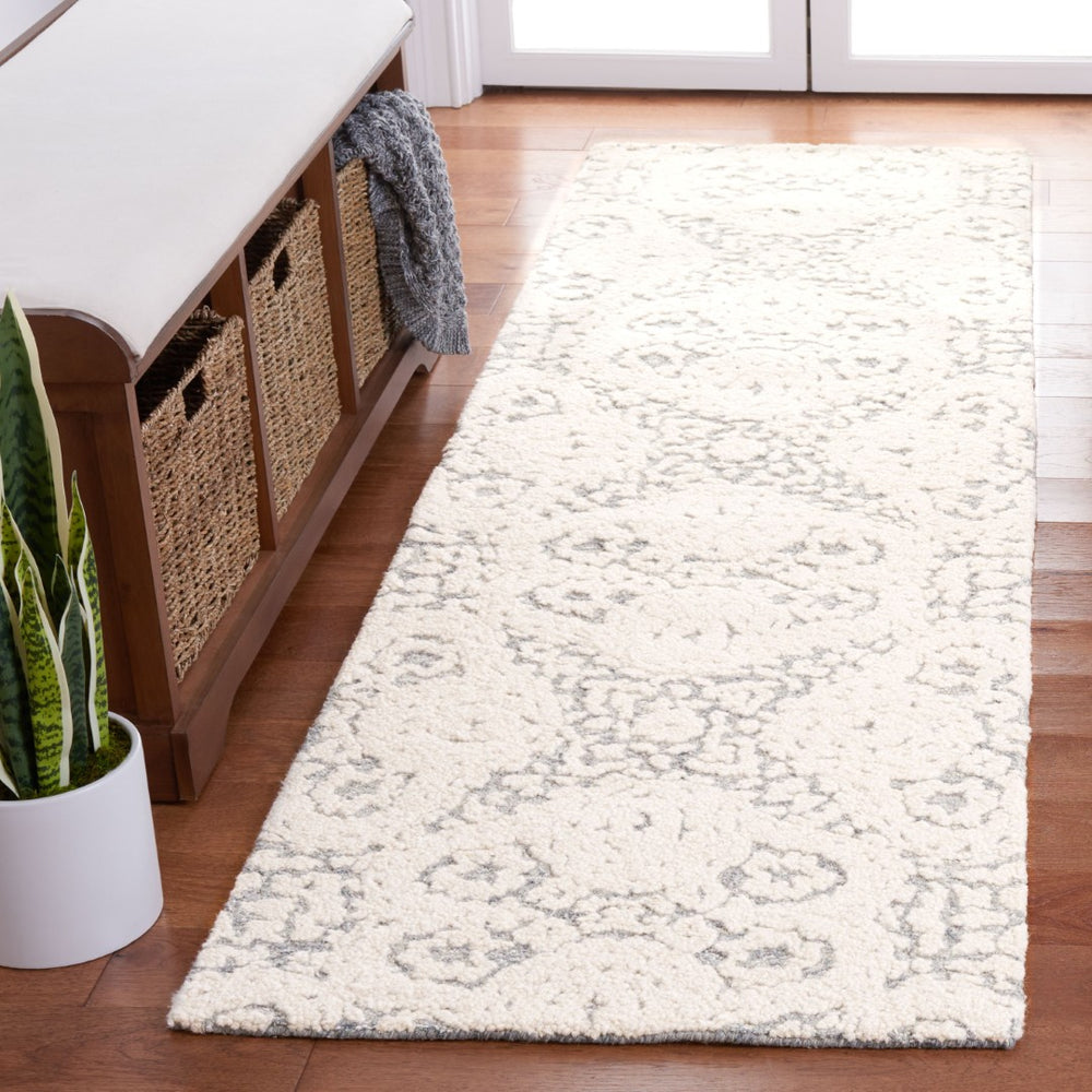 Safavieh Metro Luxurious Hand-tufted Area Rug - Timeless Elegance Crafted From Wool And Cotton For Comfort Ivory ,Grey Wool And Cotton With Latex Met477f-4r