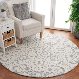 Safavieh Metro Luxurious Hand-tufted Area Rug - Timeless Elegance Crafted From Wool And Cotton For Comfort Ivory ,Grey Wool And Cotton With Latex Met477f-4r