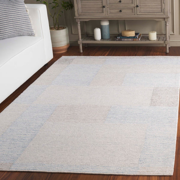 Safavieh Metro Hand-tufted Wool Area Rug - Modern Geometric Design For Stylish Living Spaces And Comfort Ivory ,Light Blue Wool Pile Met481a-8
