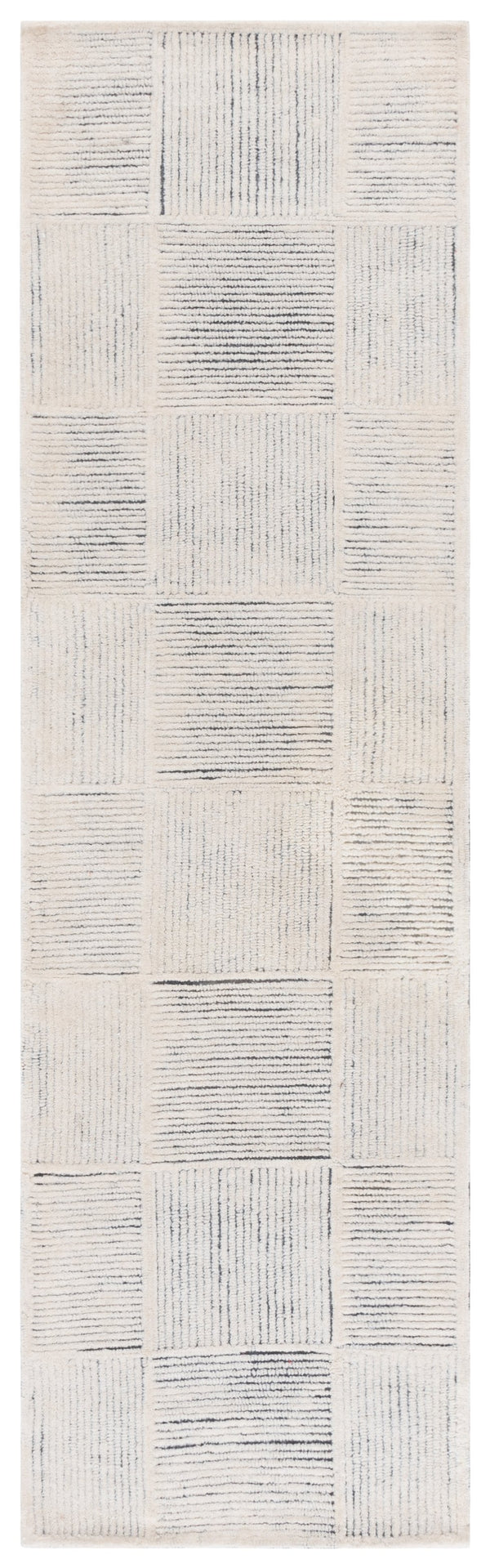 Safavieh Metro Hand-tufted Wool Runner Rug - Modern Design With Grid Pattern For Elegant Hallway Décor Ivory ,Charcoal Wool Pile Met482h-28