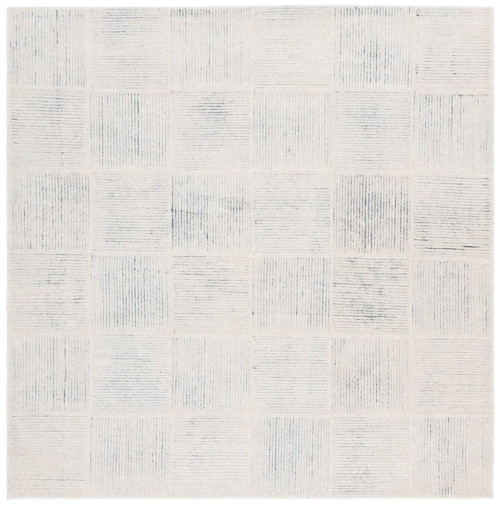 Safavieh Metro Hand-tufted Wool Runner Rug - Modern Design With Grid Pattern For Elegant Hallway Décor Ivory ,Charcoal Wool Pile Met482h-6sq