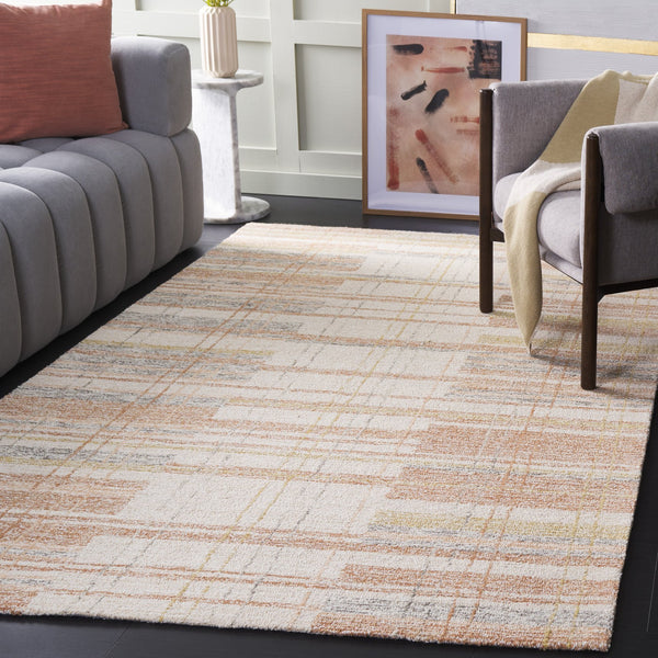 Safavieh Metro Hand Tufted Runner Area Rug - Elegant Abstract Design For Cozy Home Décor And Style Ivory ,Rust 80% Polyester 20% Cotton Met501p-5