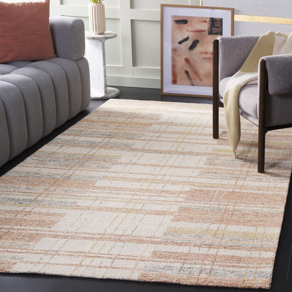 Safavieh Metro Hand-tufted Area Rug - Elegant Craftsmanship And Luxurious Comfort For Any Space Ivory ,Rust 80% Polyester 20% Cotton Met501p-8