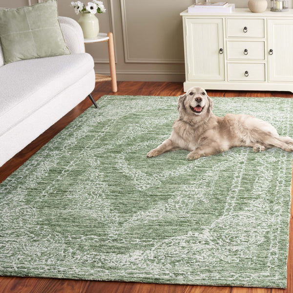 Safavieh Metro Hand-tufted Indian Wool Area Rug - Luxurious Timeless Design For Elegant Home Decor Green ,Ivory Wool Pile Met575y-25