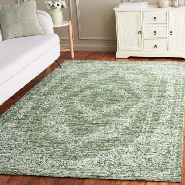Safavieh Metro Hand-tufted Indian Wool Area Rug - Luxurious Timeless Design For Elegant Home Decor Green ,Ivory Wool Pile Met575y-25