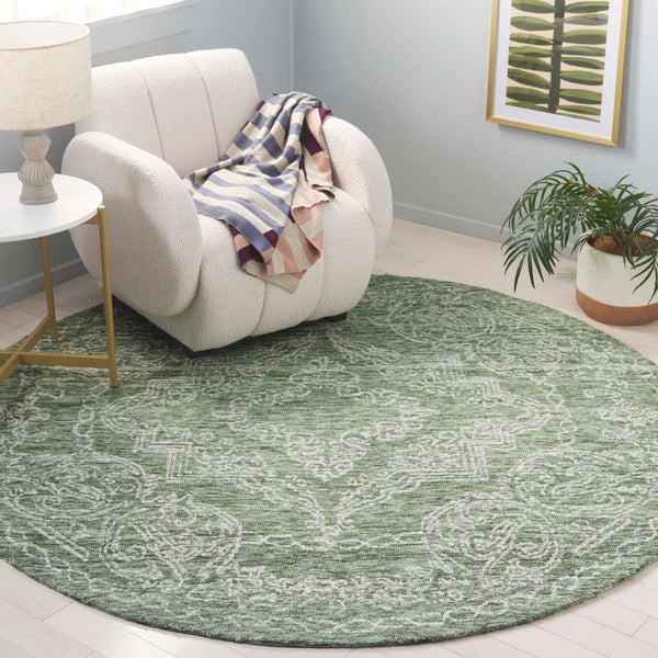 Safavieh Metro Hand-tufted Indian Wool Area Rug - Luxurious Timeless Design For Elegant Home Decor Green ,Ivory Wool Pile Met575y-25
