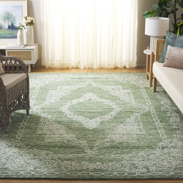 Safavieh Metro Hand-tufted Indian Wool Area Rug - Luxurious Timeless Design For Elegant Home Decor Green ,Ivory Wool Pile Met575y-25