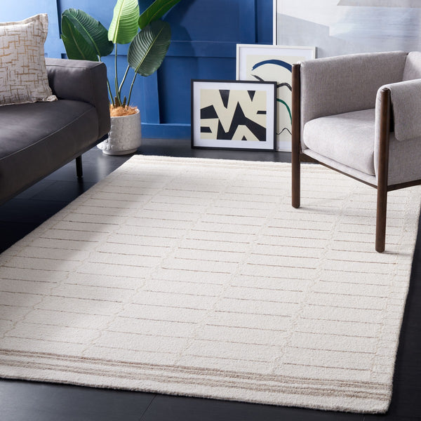Safavieh Metro 626 Hand Tufted Contemporary Rug Ivory / Brown 8' x 10'