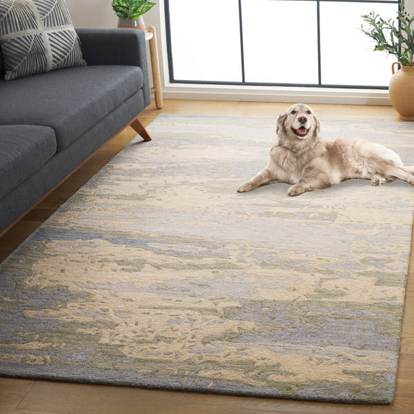 Safavieh Metro Hand-tufted Area Rug - Artistic Design With Luxurious Wool & Cotton Blend For Elegant Spaces Grey ,Beige Wool And Cotton With Latex Met650f-5