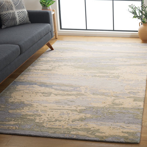 Safavieh Metro Hand-tufted Area Rug - Artistic Design With Luxurious Wool & Cotton Blend For Elegant Spaces Grey ,Beige Wool And Cotton With Latex Met650f-5