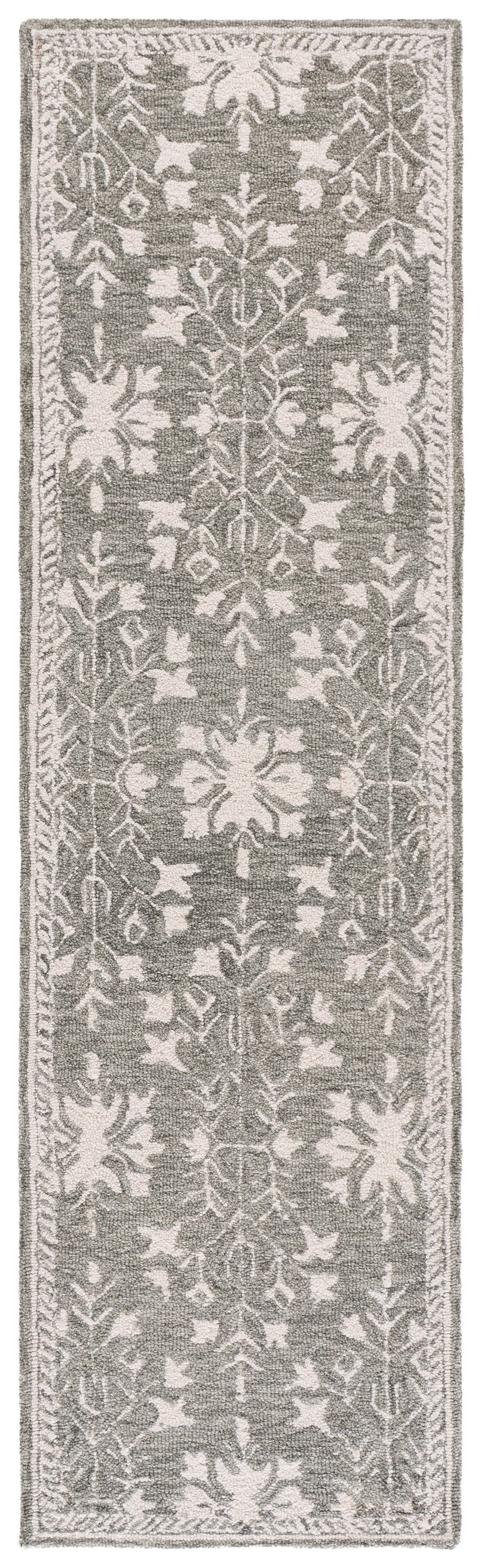 Safavieh Metro Hand-Tufted Wool-Cotton Rug In Grey Ivory Floral-Transitional Design, Low-Profile Luxury 8'-0" x 10'-0" MET676F-8