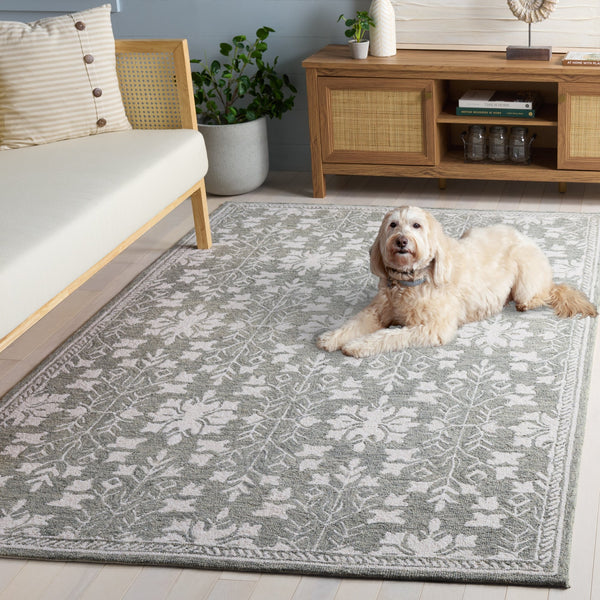 Safavieh Metro Hand-Tufted Grey Ivory Area Rug — Low-Profile Wool-Cotton Blend, Durable Elegant Foundation For Rooms 4'-0" x 6'-0" MET676F-4