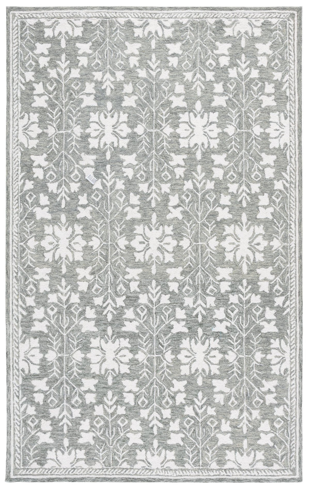 Safavieh Metro Hand-Tufted Grey Ivory Runner Rug, Wool-Cotton Blend Low-Profile Pile For Hallways 2'-3" x 8'-0" MET676F-28