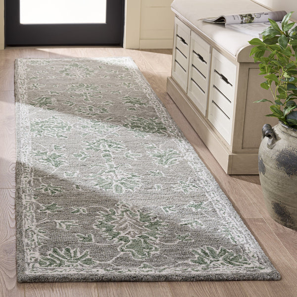 Safavieh Metro Hand‑Tufted Grey Green Rug — Wool‑Cotton Low‑Pile Accent For Entryways, Bedrooms, Cozy Corners 3'-0" x 5'-0" MET677F-3
