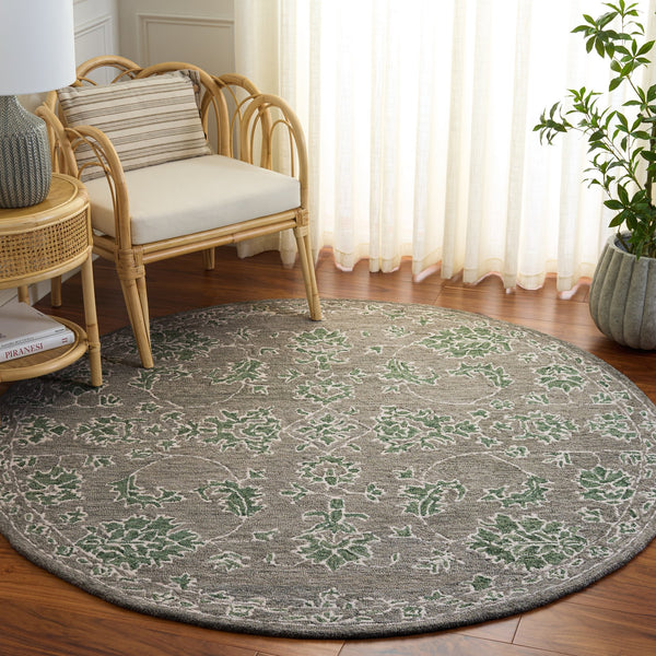 Safavieh Metro Hand‑Tufted Grey Green Rug — Wool‑Cotton Low‑Pile Accent For Entryways, Bedrooms, Cozy Corners 3'-0" x 5'-0" MET677F-3