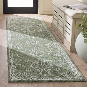 Safavieh Metro Hand‑Tufted Sage Green Wool-Cotton Rug — Low 1/4" Pile, Subtle Pattern, Crafted In India 6'-0" x 9'-0" MET677Y-6