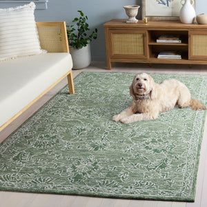 Safavieh Metro Hand-Tufted Sage Green Rug — Wool-Cotton Low-Profile Square Rug For Modern & Classic Rooms 6'-0" x 6'-0" MET677Y-6SQ