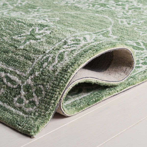 Safavieh Metro Hand-Tufted Sage Green Wool-Cotton Rug — Low-Profile Floral Accent For Calm, Timeless Spaces 3'-0" x 5'-0" MET677Y-3