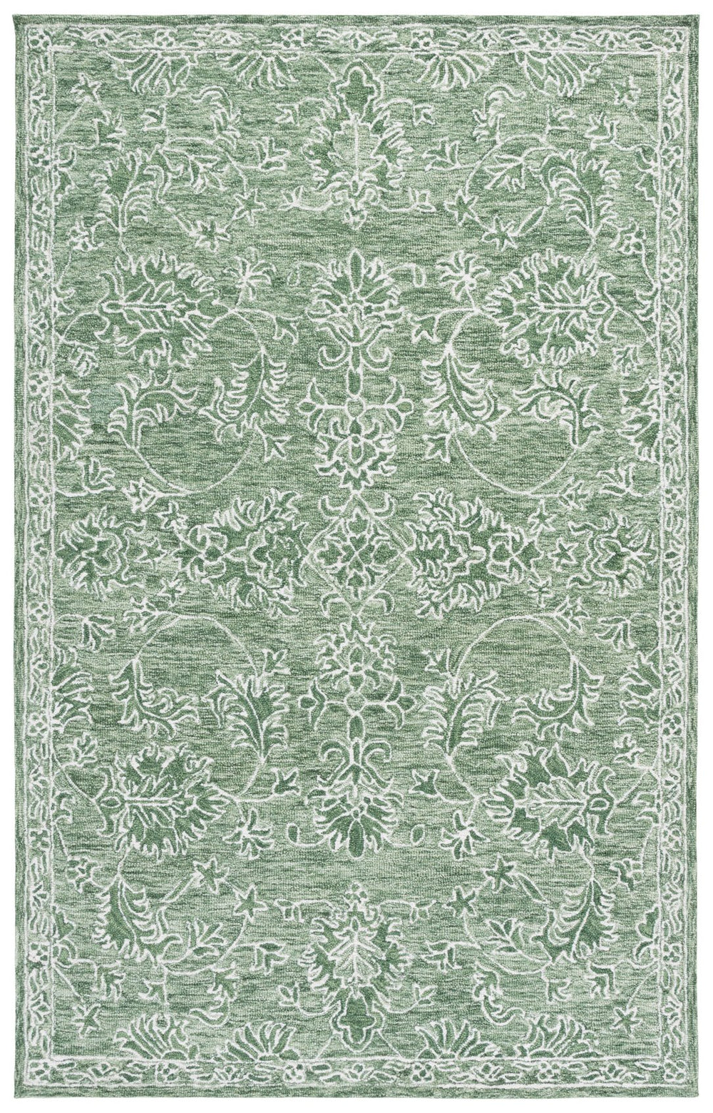 Safavieh Metro Hand‑Tufted Sage Green Wool-Cotton Rug — Low 1/4" Pile, Subtle Pattern, Crafted In India 6'-0" x 9'-0" MET677Y-6