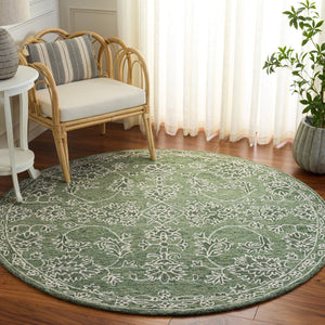 Safavieh Metro Hand-Tufted Sage Green Wool-Cotton Rug — Low-Profile Floral Accent For Calm, Timeless Spaces 3'-0" x 5'-0" MET677Y-3