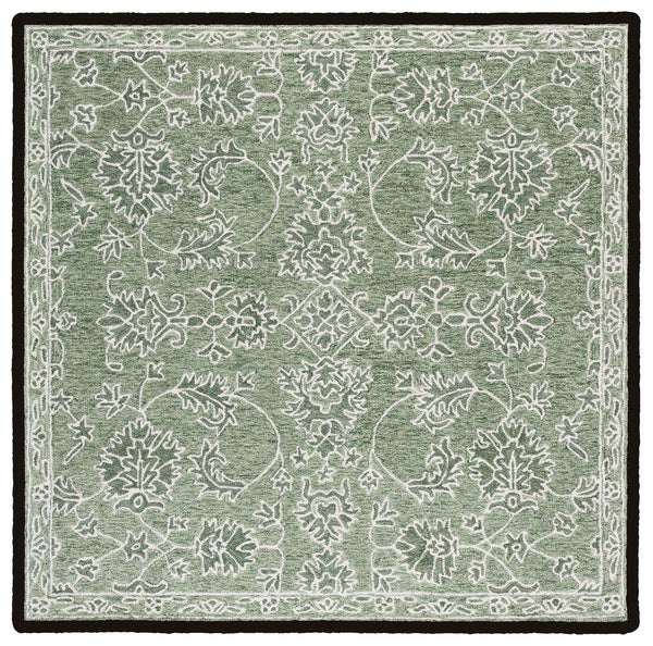 Safavieh Metro Hand-Tufted Sage Green Wool-Cotton Rug — Low-Profile Floral Accent For Calm, Timeless Spaces 3'-0" x 5'-0" MET677Y-3
