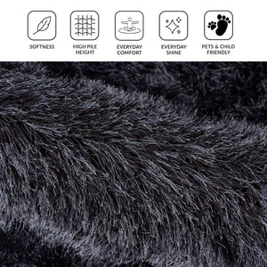 Metro High Pile Shag Rug Plush Microfiber Polyester Accent for Bedroom or Living Room