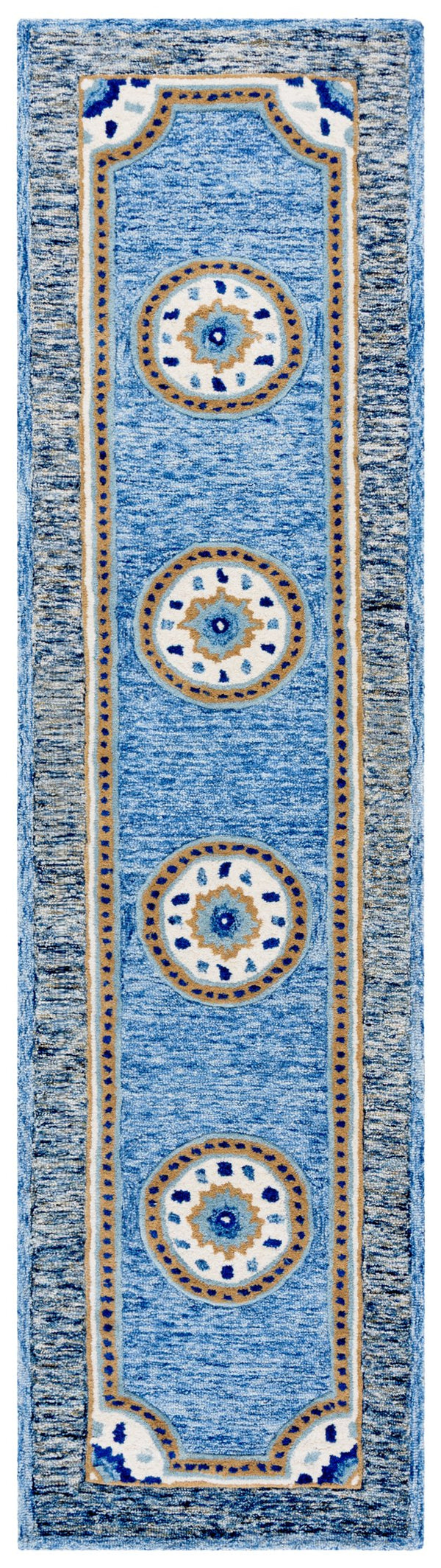 Safavieh Metro Elegant Hand-tufted Runner Rug - Traditional Wool And Cotton Design For Hallways And Spaces Blue ,Grey 80% Wool,20% Cotton Met708m-29