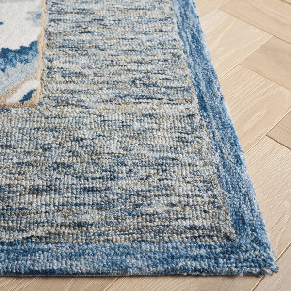 Safavieh Metro Elegant Hand-tufted Runner Rug - Traditional Wool And Cotton Design For Hallways And Spaces Blue ,Grey 80% Wool,20% Cotton Met708m-5
